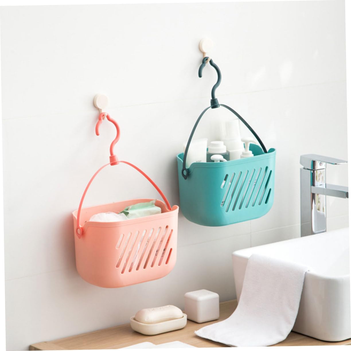 Healifty Cesta de Ducha Portátil de Plástico 4piezas para Almacenamiento y Organización de Champú y Productos de Limpieza, Adecuado para Baño Moderno y Ordenado