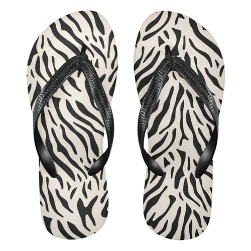 Zebra Stripes Black Beige Flip Flop Beach Summer Casual Sandal for Women & Men Shower Shoes 20861805