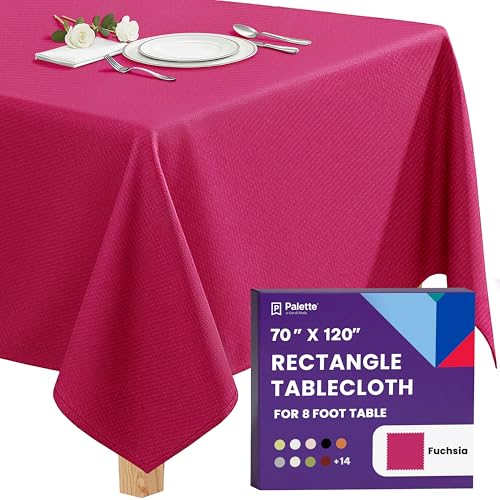 Image of Gee Di Moda Rectangle Tablecloth - 70 x 120 Inch Fuchsia Table Cloth for 6 or 8 Foot Rectangle Tables - Heavy Duty Washable Fabric - for Holiday Party, Dinner, Weddings, Baby Shower & Events