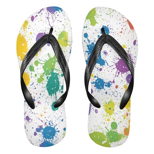 CEBUGI Unisex Flip Flop -Flat Sandal -NonSlip Couple Slippers -Natural Rubber Foam Soles Ultimate Comfort and Durability for Indoor Outdoor|Vibrant Background