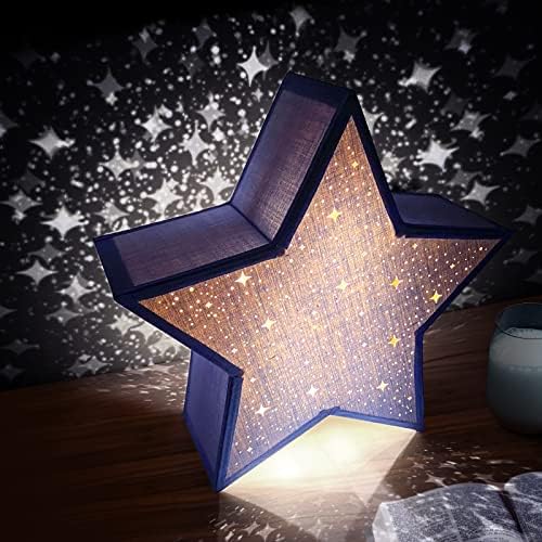 L5L3D Blue Star Night Light for Kids Nursery Room, Light Up Shiny Star Decoration for Birthday Party Home Christmas Living Room Study Indoor L: 12.99in with ETL Listed AC/DC Power Supply Adapter