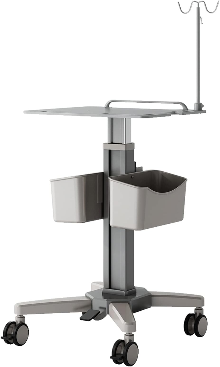 Mobile Equipment Cart with Aluminum Alloy Bracket, Multi-functional Trolley for Medical Devices and Lab Instruments, Suitable for Clinical and Hospital Settings