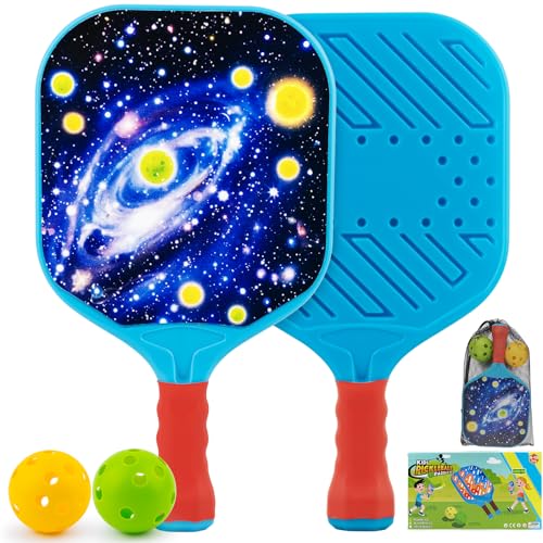 Outdoor Toys for Kids Galaxy Pickleball Paddles for Toddlers Outside Beach Yard Games Boys Toys for Kid Ages 4 5 6 7 8-12 Year Old Gifts Durable Lightweight with Easy Grip for Small Hands Beginner