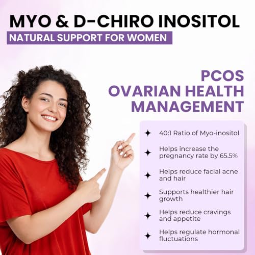 Image of PCOS Supplement For Women | Myo & D-Chiro Inositol - 40:1 Ideal Ratio | High Purity Pharma Grade Ingredients | 2000 Mg Myo-Inositol & 50 Mg D-Chiro-Inositol | For Hormonal Balance, Ovarian Health & Healthy Regular Menstruation | 60 Veg Capsules - 1 Month Supply