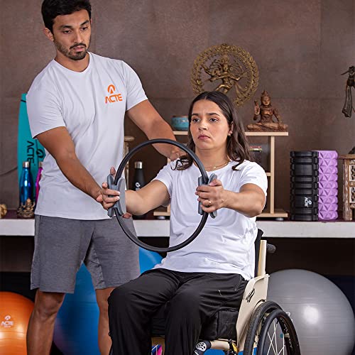 Acte, Anel de Pilates Flexível Pegada Macia T12 - Preto e Cinza