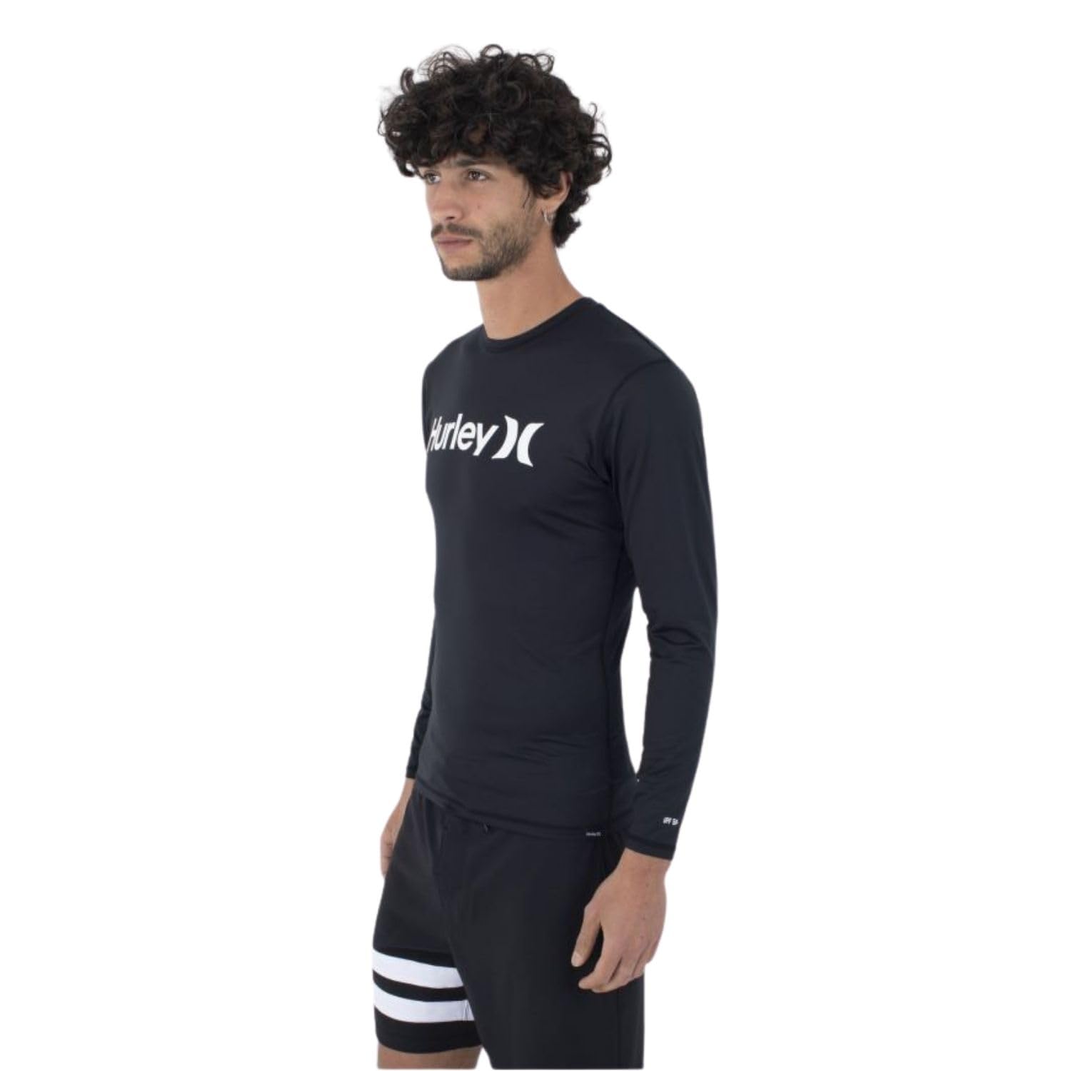 Hurley Quickdry Rashguard LS Camisa Protección Sarpullido Negro S Hombre