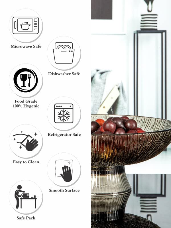 Image of Goodhomes Glass Fruit Bowl Ex6001-10B-L15, 1000 ML,Transparent