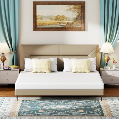 Image of FDW 6 Inch King Mattress, Medium Firm Base Foam, Breathable & Comfortable with Removable Washable Zipper Cover, Bed in a Box, CertiPUR-US Certified, White