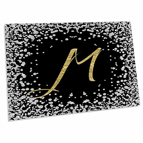3dRose Glam Digital Diamonds Printed Gold Monogram M