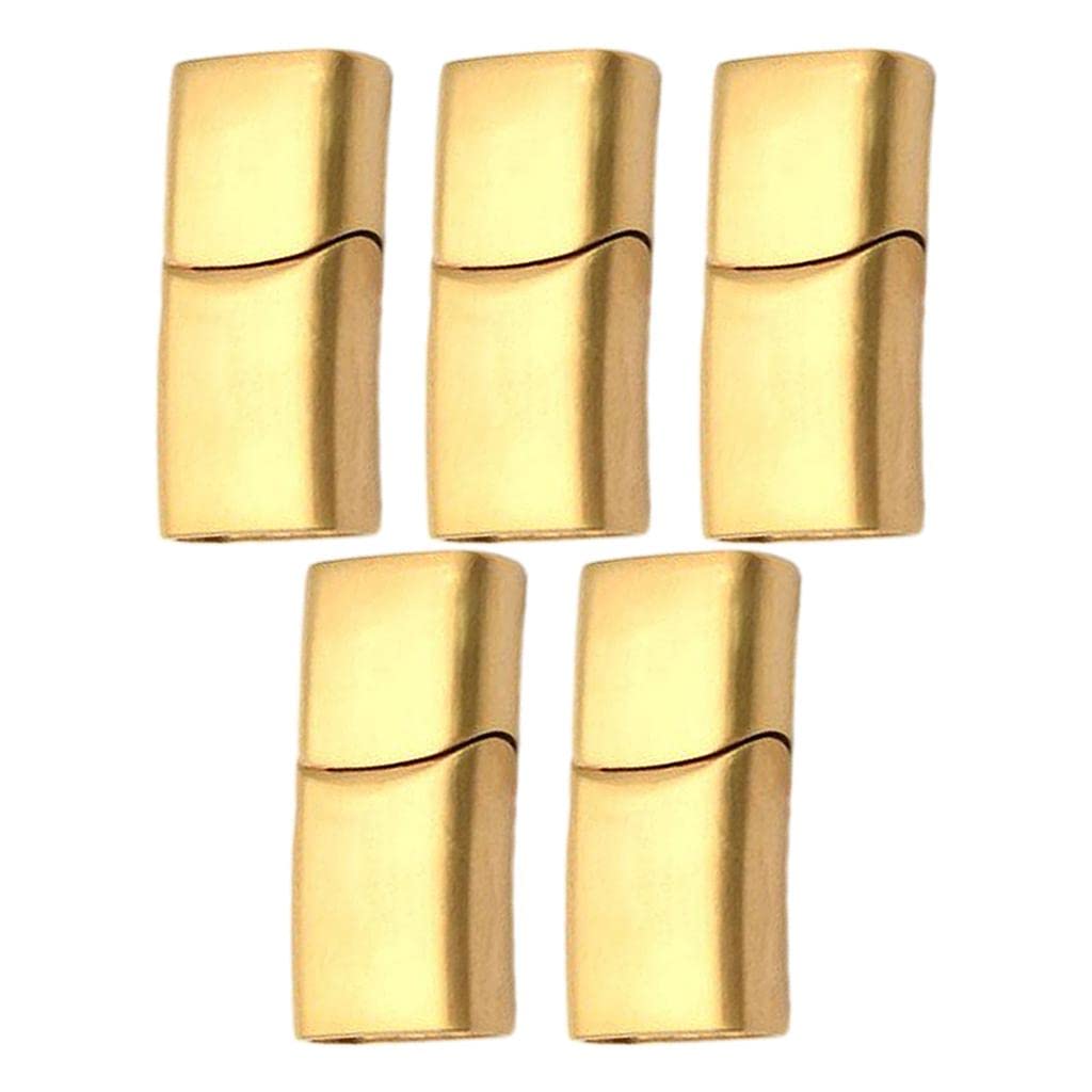 Sharplace 5-Pack Stainless Steel Micro Jewelry Making Clasp Buckle Closures Flat Leather Cord DIY, Golden M