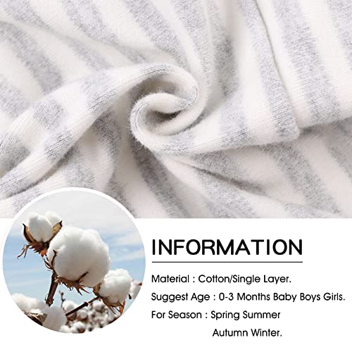 Image of Original Cotton Newborn Hats for Girls Striped Preemie Baby Hats Bear Ears Infant Boys Beanies 0-6 Months
