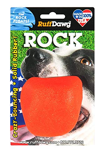 Ruff Dawg Rock – 3.5” Rubber Rock Toy– Durable, Floating, and Bouncy Fetch Toy Dogs – Safe, High-Visibility Colors for Active Outdoor Fun