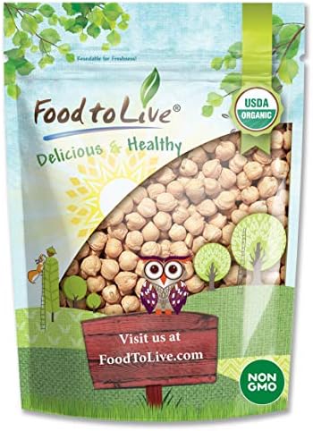Food to Live Organic Garbanzo Beans, 3 Pounds – Dried Chickpeas, Non-GMO, Kosher, Raw, Sproutable, Bulk