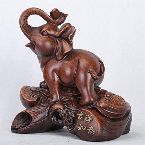 Sculpture d'éléphant de table marron aux finitions artisanales de qualité - 5