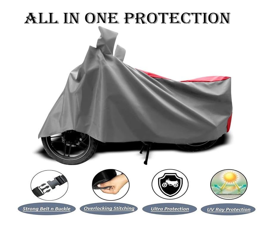 Image of DUFFEL-Two Wheeler Bike Body Cover Compatible for Bajaj Pulsar 220 Bs6 Heat Protectio /UV-Rays /Birds Dropping /DustProof /Waterproof All Variants [Gray Red]