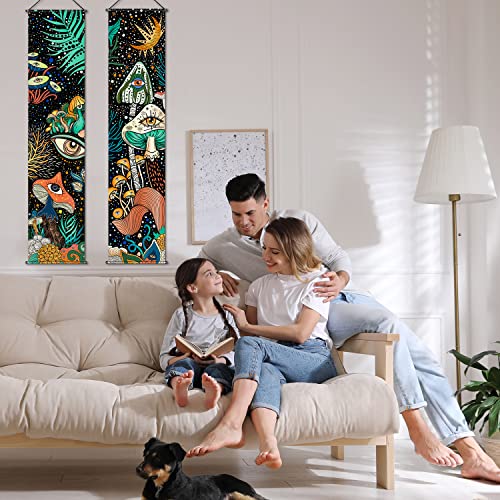 2 Pcs Mushroom Tapestry Banner Hippie Wall Decoration Eyes Ocean Room Wall Hanging Peacock Bohemian Colorful Abstract Mushroom Backdrop Photography Background For Home Aesthetic Decor Room Bedroom #TOP3