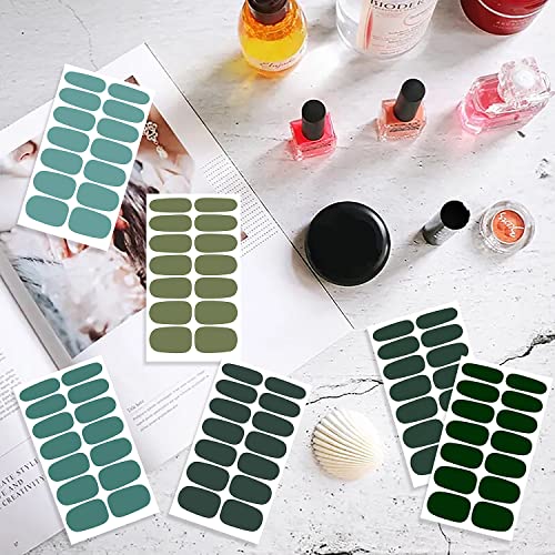 Jerclity 20 Sheets Solid Color Nail Polish Strips Set 10 Sheets Matte Color 10 Sheets Green Color Self-Adhesive Nail Stickers Full Nail Wraps For Women Gel Nail Strips With Nail File #TOP4