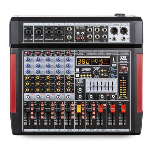 Power Dynamics PDM-T604 Stage Mixer 6-Channel DSP/MP3, professionelles Audio Mischpult, Audio Mixer, Soundmischpult