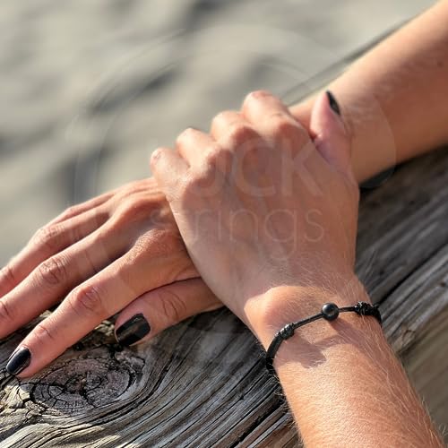 Luck Strings Gemstone Bead Wax Cord Bracelet for Men Women Unisex - Lapis Lazuli Carnelian Tigers Eye Black Tourmaline Rose Quartz Clear Quartz Amethyst Aventurine Beaded Bracelets (Tourmaline)3