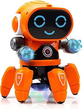 Goyal's Bot Robot Octopus Style | Colorful Lights and Music | All Direction Movement | Dancing Robot Toys for Kids | Orange