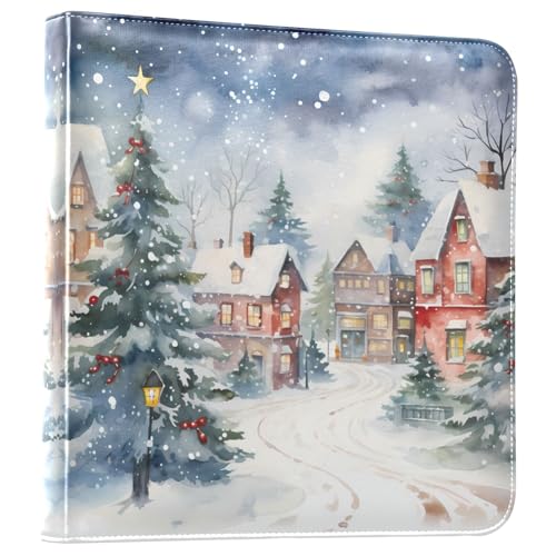JIPONI Christmas Tree Snow Large Photo Album, DIY Leather Cover Scrapbook Albums for 4x6 5x7 6x8 Pictures, Self Adhesive Memory Book for Wedding, Baby, Family