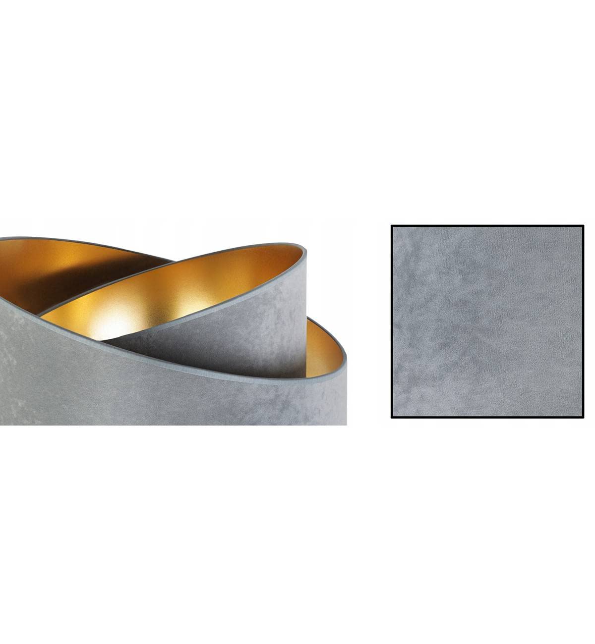 Light-Home Milan Elegant Hängelampe - Modern Deckenlampe für Wohnzimmer Schlafzimmer und Esszimmer - Designer Pendelleuchte aus Metall mit Lampenschirm aus Velours - Grau