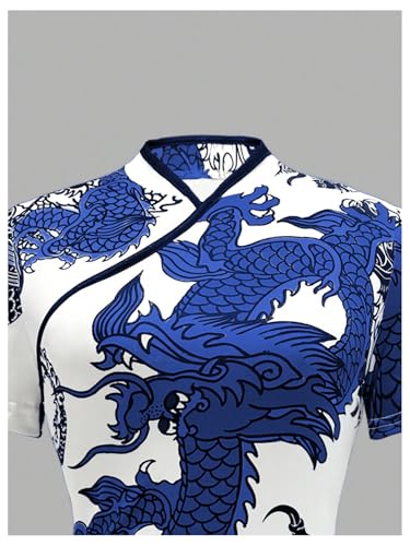 Image of Floerns Women's Cheongsam Chinese Traditional Dragon Print Qipao Bodycon Mini Dress