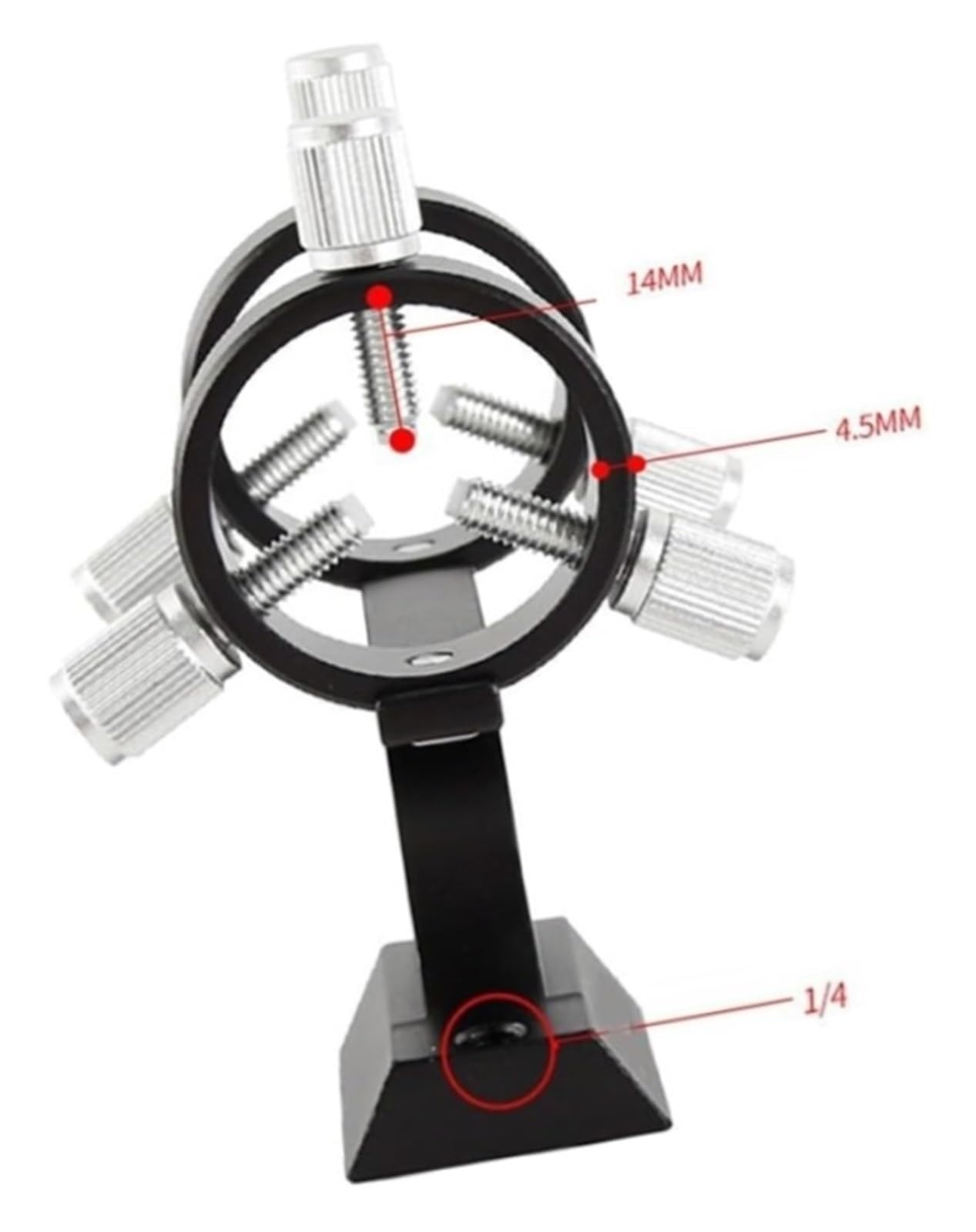 Soporte de puntero ajustable for telescopios con almohadilla protectora, relación de escala for observación astronómica(Silver)
