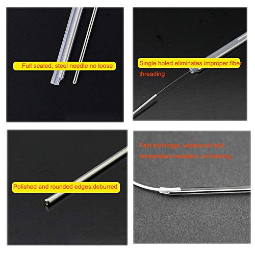 Foto von 600 Stück 2,6 mm Durchmesser 60 mm Länge Schrumpfschlauch 1,0 mm Stahlnadel beliebte klare PE-Faser-Spleißrohre Optische Faser-Spleißschutzhülsen (vorgeschrumpft)