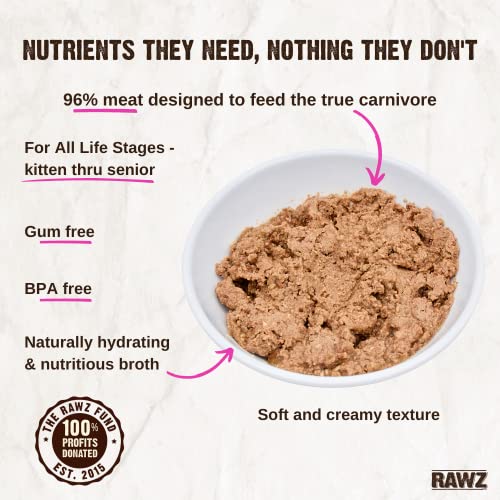 Rawz Natural Premium Pate Canned Cat Wet Food - Made with Real Meat Ingredients No BPA or Gums - 5.5oz Cans 24 Count (Rabbit)