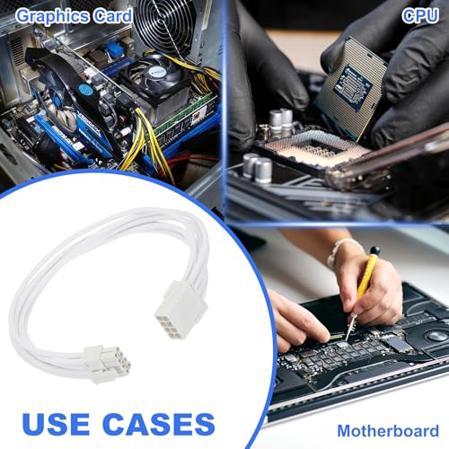 Cable PCIe 8 Pin Blanco con Conector Adaptador de 6+2 Pines para Gráficas 7