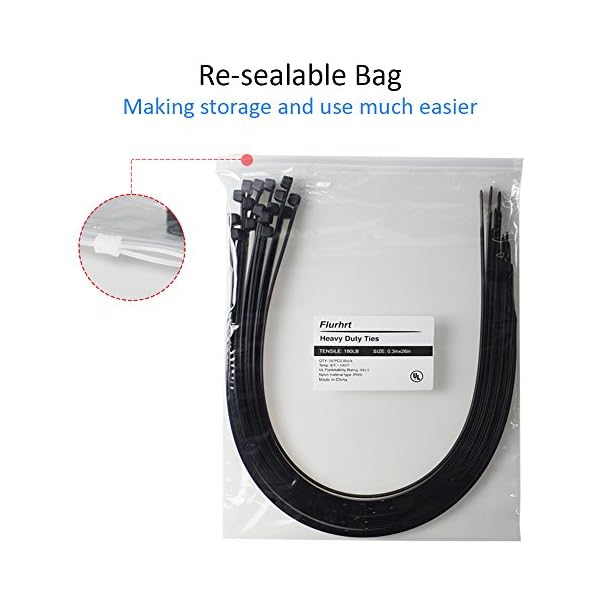 Kabelbinder, robust, 66 cm, stark, groß, schwarz, mit 90,7 kg Zugfestigkeit, 50 Stück, lange haltbare Nylon-Kabelbinder… – Bild 3