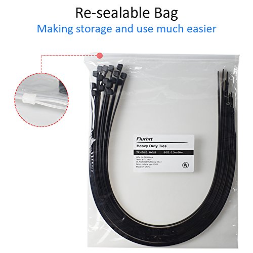 Cable Zip Ties Heavy Duty 26 Inch, Ultra Strong Plastic Wire Ties with 180 Pounds Tensile Strength, 50 Pieces, Durable Nylon Black tie Wraps, Indoor and Outdoor UV Resistant, Quality Cable Ties by Flurhrt - Image 2