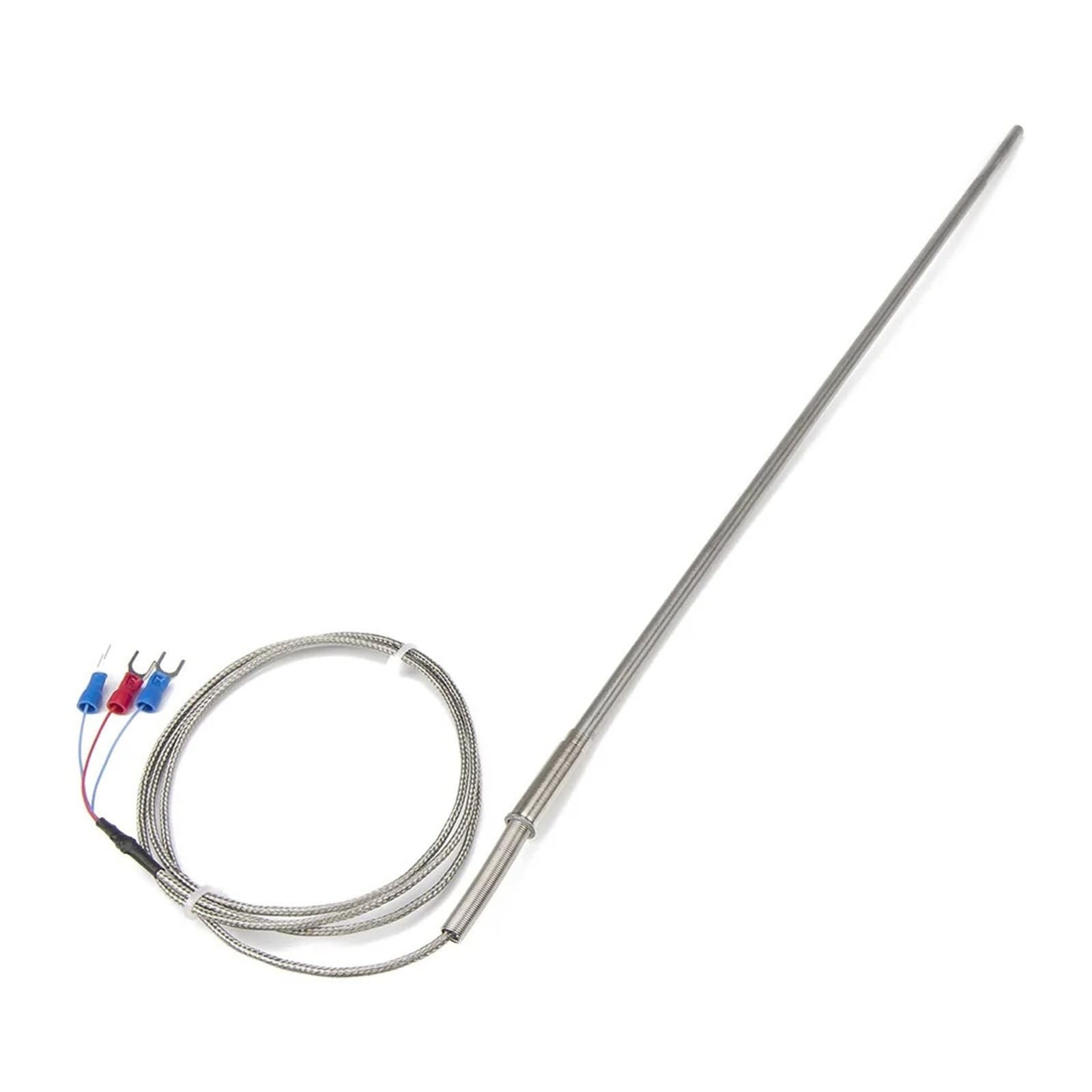 Sensor de temperatura FTARP08 PT100 RTD, cable trenzado metal 1 m, sonda flexible 400 mm, pieza(B 6mm diameter)