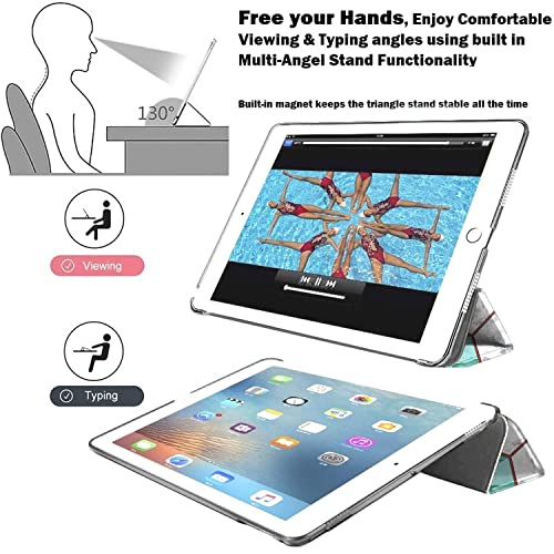 Image of DuraSafe Cases for iPad Pro 12.9 5th 4th Gen [ PRO 12.9 inch 5 4 ] A2378 A2461 A2379 A2462 A2229 A2069 A2232 A2233 Trifold Printed Hard Auto Sleep /Wake PC Translucent Back Cover - Marble Green