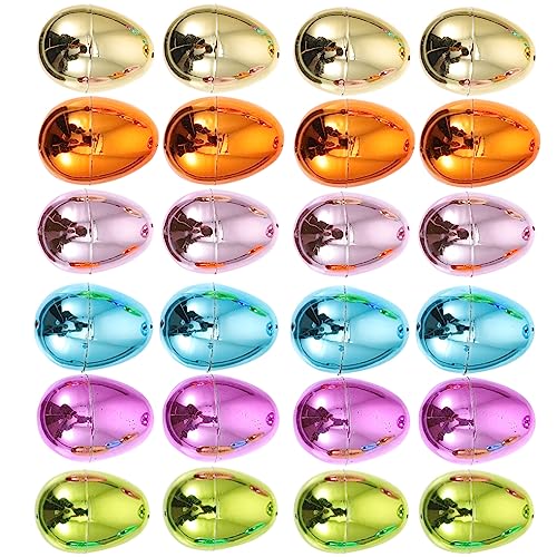 Alipis Metallic Easter Eggs 24pcs Gold Easter Eggs Plastic Fillable Shinny Easter Eggs Ornament Easter Basket Stuffers for Easter Hunt Filling Treats Party Favor