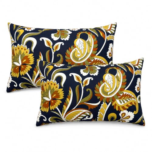 Outdoor Lumbar Pillows 12"x20" Waterproof Patio Pillows with Inserts