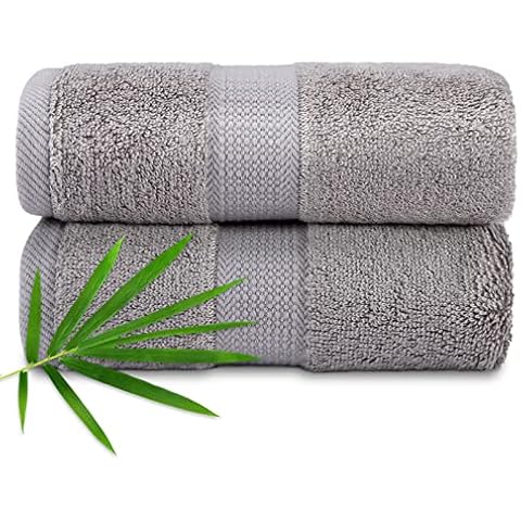 CANFOISON 2Pack Hand Towels for Face and Body, Sensitive Skin, Adult Kids Baby Hotel, Spa, Golf Towels Luxury Super Soft Highly Absorbent Bathroom Towels 18" x 30" Light Gray Cover
