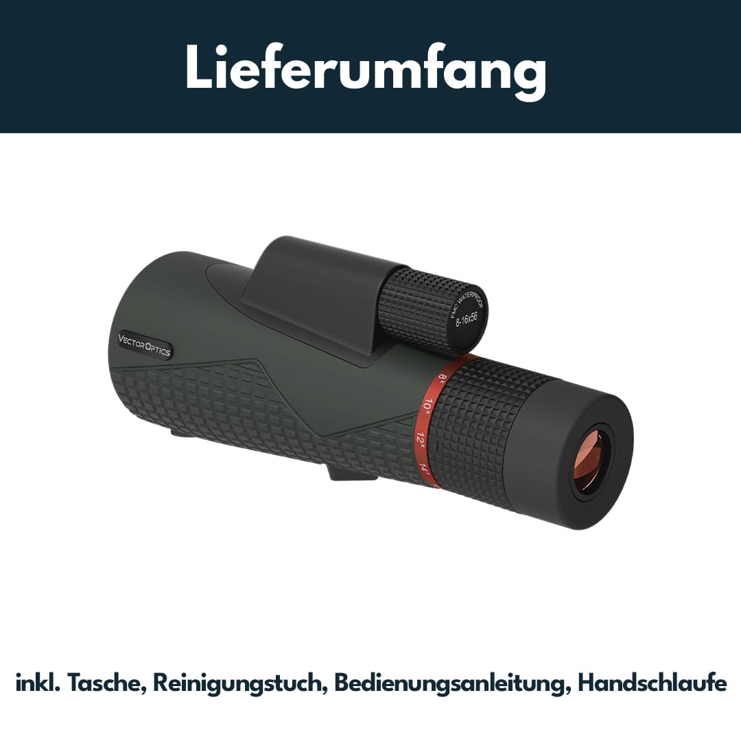 Vector Optics SCMO-04 Forester 8-16x56 ED taktisches Monokular für Sport, Freizeit, Jagd, Camping und Outdoor