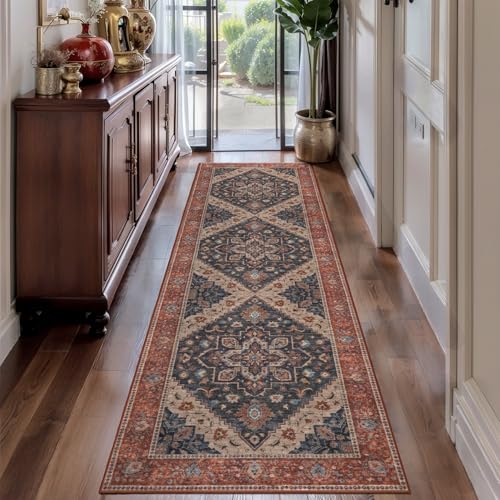 Image of Tangsoo 2.6x8 Washable Runner Rug for Hallways, Non Slip Vintage Runners