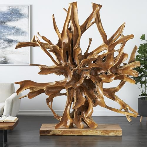 Escultura decorativa abstracta grande de madera de teca miniatura 3