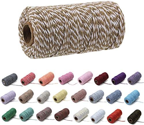 100 Yard/2mm Colored Cotton Rope Craft Cord Making Knitting String Rope for Crafts Gift Wrapping (Silver Wire & White)