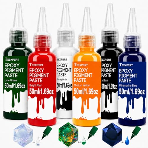 Teexpert 10X Concentrated Epoxy Resin Pigment Paste 6 Colors 1.69 OZ Each