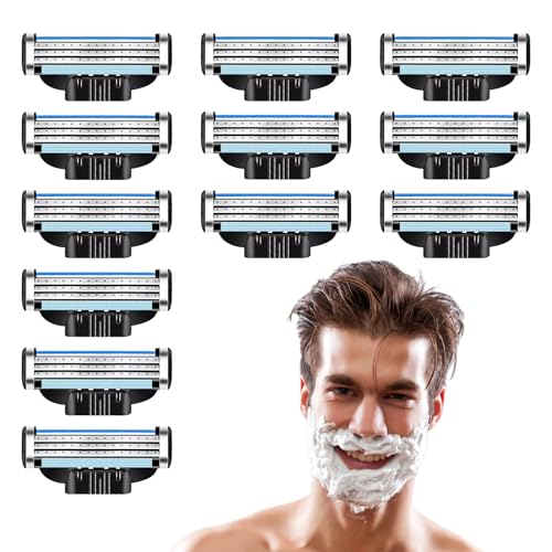 DMNQ 12 Pcs Recambios De Cuchillas De Afeitar Aplicable A Cuchillas De Afeitar Mach 3 Cuchillas De Afeitar Manuales Un Afeitado MáS CóModo Blades Cuchillas De Afeitar