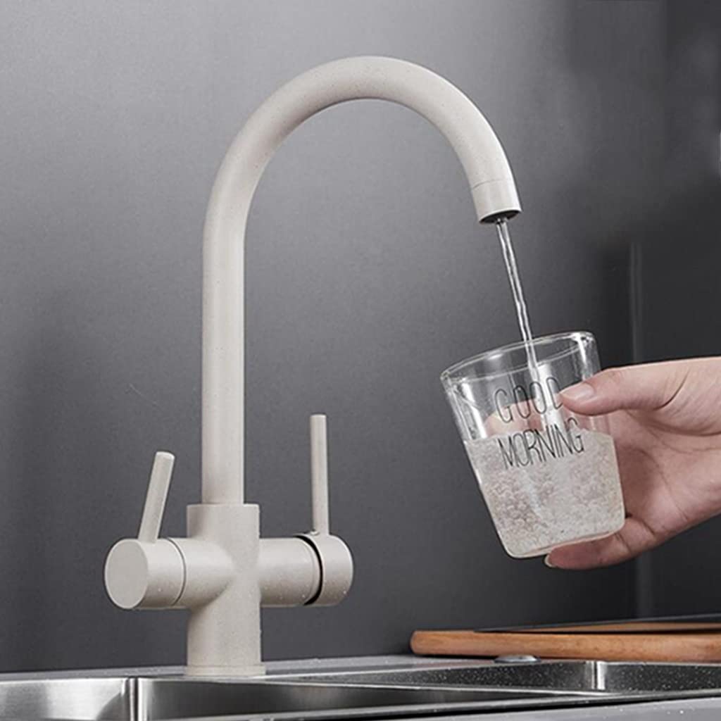 ZQFHSX Kitchen Sink Faucet for Bar Farmhouse Commercial, Filter Faucet, Hot Cold Water Mixer Crane, Pure Faucets, Deck Mounted Tap(Beige Color)