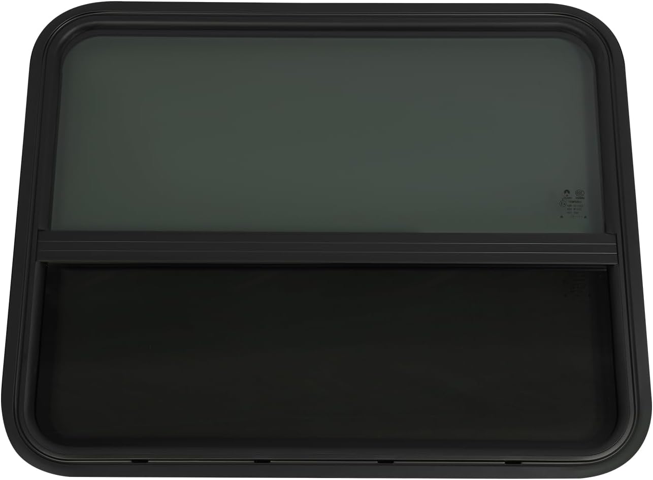 2 Pack Vertical RV Window 30*24in Sliding Black RV Window Replacement Teardrop Door Windows with Screen for Cargo Camper Trailer (30*24in)