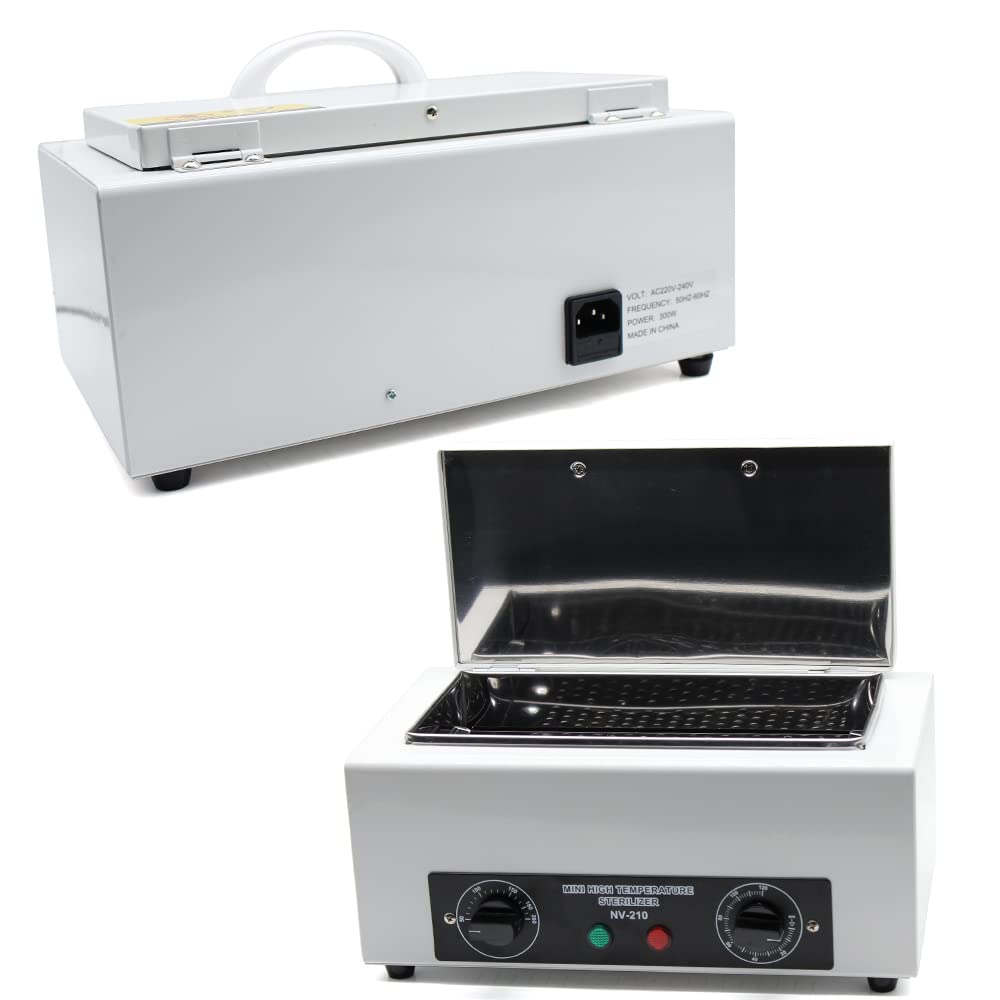 RANZIX Esterilizador de aire caliente, esterilizador, 30 W, 220 V/50 Hz, para herramientas de uñas, recipiente de metal, herramientas de belleza del cabello