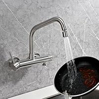 BuntHaus Wasserhahn Küche Wandmontage mit 3/4 zoll Anschluss für Geschirrspüler/Waschmaschine, Edelstahl Wandarmatur Küche mit 2 Strahlarten, Küchenamatur mit Flexibler Auslauf