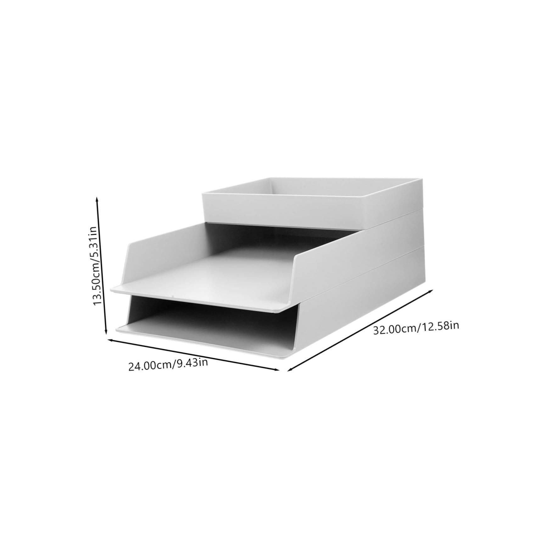 iplusmile Organizer Da Scrivania e Scaffale Portaoggetti in Abs, Contenitore Portadocumenti Multiuso Grande Per Ufficio, Scuola e Casa, Set Da 3 Pezzi Impilabile Bianco