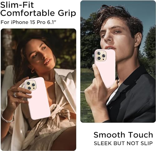 Image of Back Cover for iPhone 13 Pro Case,[Military Shockproof Protection] Liquid Silicone Case with [Soft Anti-Scratch Microfiber Lining for iPhone 13 Pro (Lovely Pink)